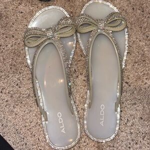 ALDO Women's Glittering Silver Bow Sandals